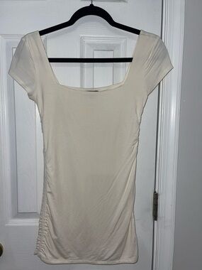 Cream Square Neck Short Sleeve Top